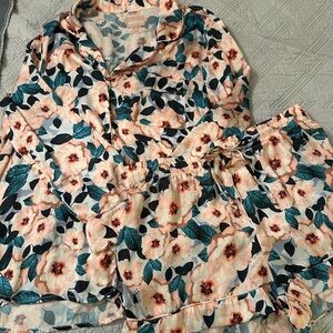 Floral Pajama Set with Pink and Green Accents